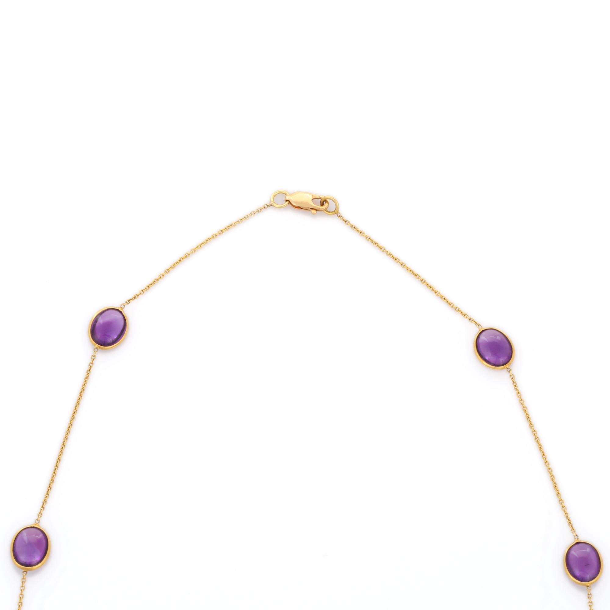 Oval Cut Modern 25.5 Ct Oval Amethyst Chain Necklace Enhancer in 18K Yellow Gold For Sale