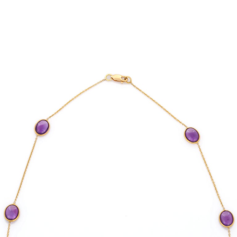 Modern 25.5 Ct Oval Amethyst Chain Necklace Enhancer in 18K Yellow Gold