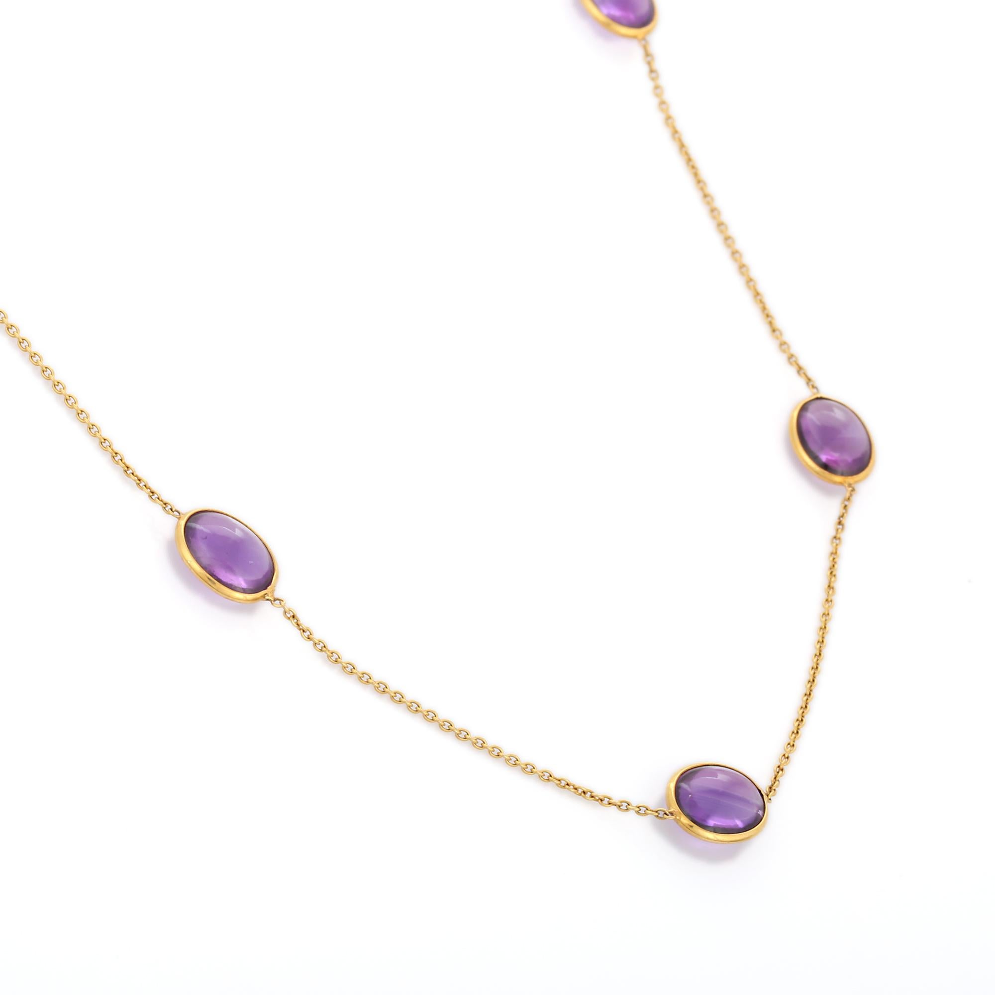 Modern 25.5 Ct Oval Amethyst Chain Necklace Enhancer in 18K Yellow Gold In New Condition For Sale In Houston, TX
