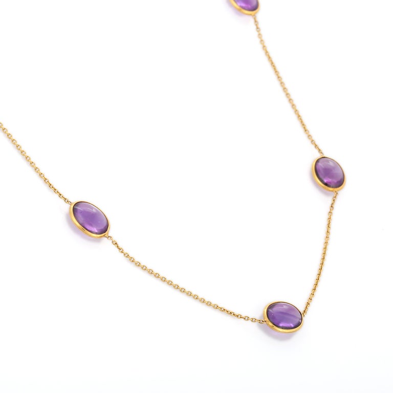 Modern 25.5 Ct Oval Amethyst Chain Necklace Enhancer in 18K Yellow Gold