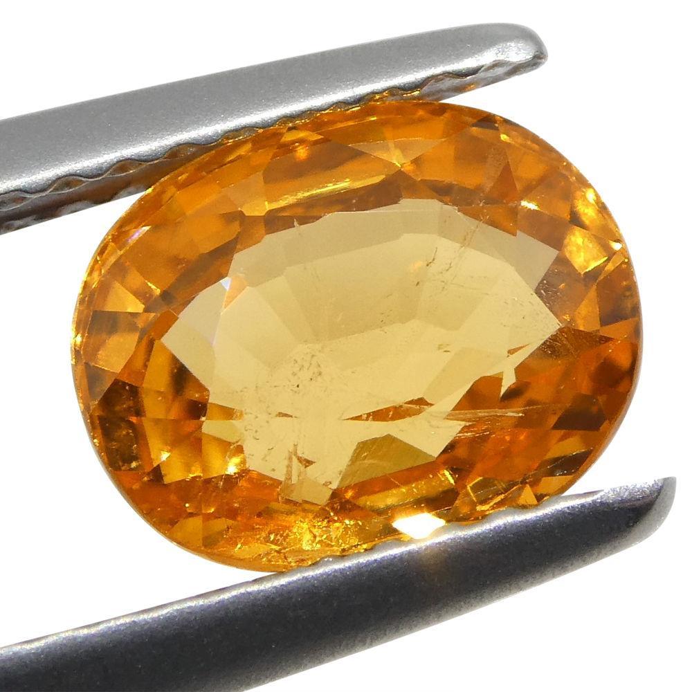 Oval Cut 2.55 ct Oval Vivid Fanta Orange Spessartite/Spessartine Garnet For Sale