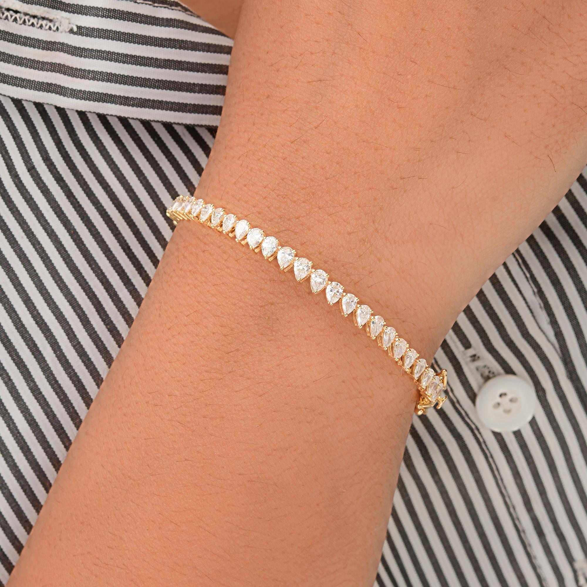 Modern 2.55 Ct Real SI/H Pear Diamond Bangle 14K Yellow Gold Bracelet Fine Jewelry Gift For Sale
