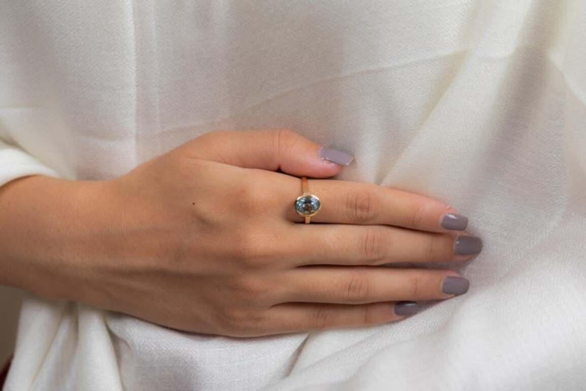 For Sale:  2.55 CTW Aquamarine Solitaire Ring for Women in 18k Solid Yellow Gold 4