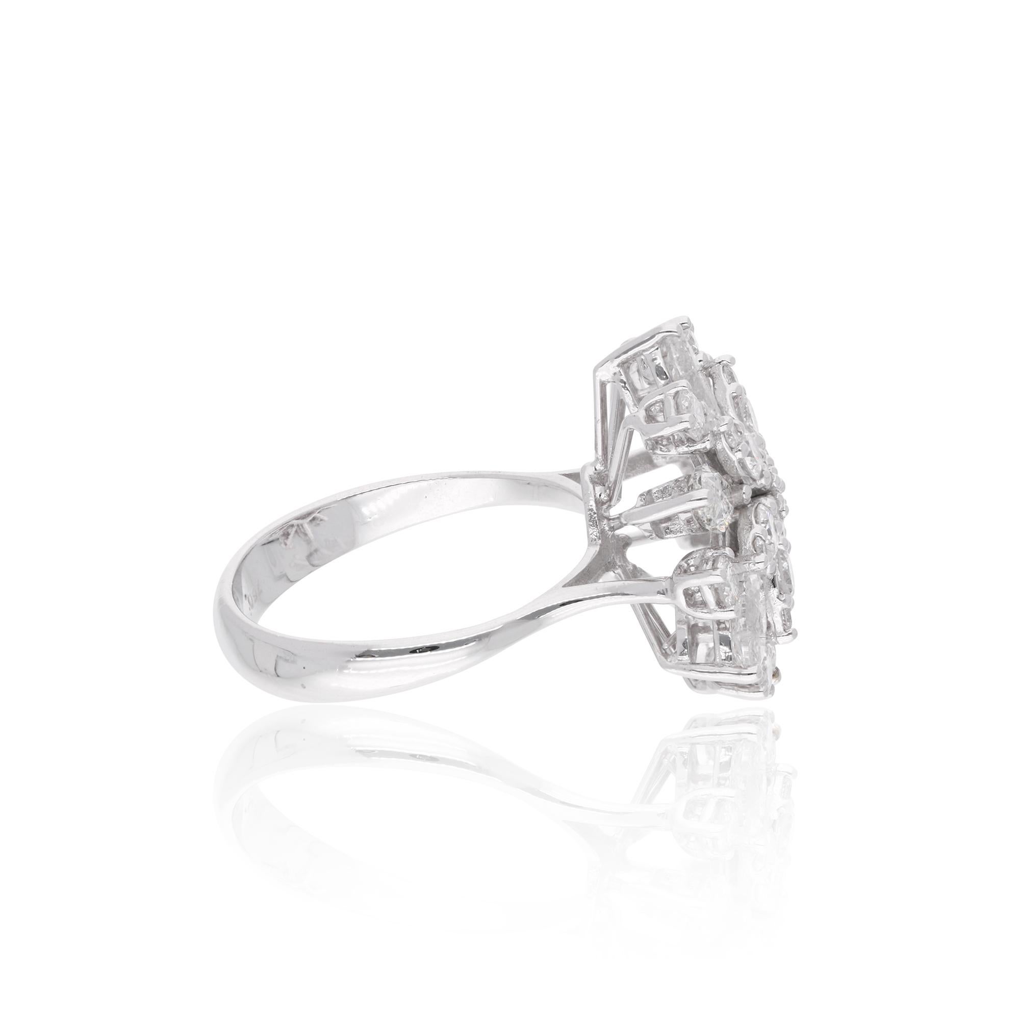 Im Angebot: 2,55 CTW SI/H Diamant-Cluster-Cocktailring für Frauen aus 18k Weißgold () 3