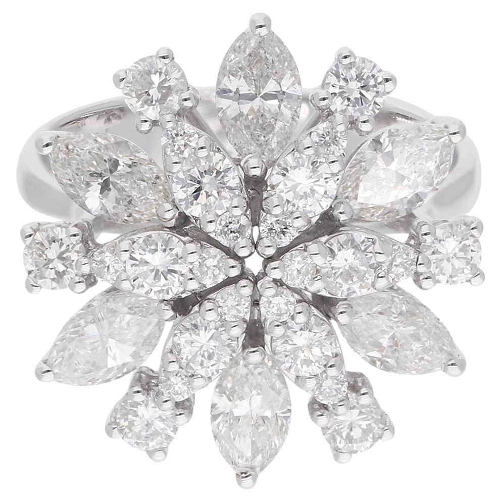 2,55 CTW SI/H Diamant-Cluster-Cocktailring für Frauen aus 18k Weißgold