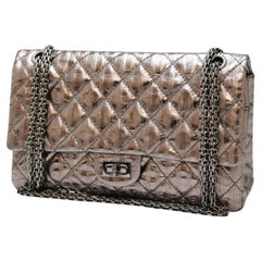2.55 Silver Chanel Bag With silver Stripes