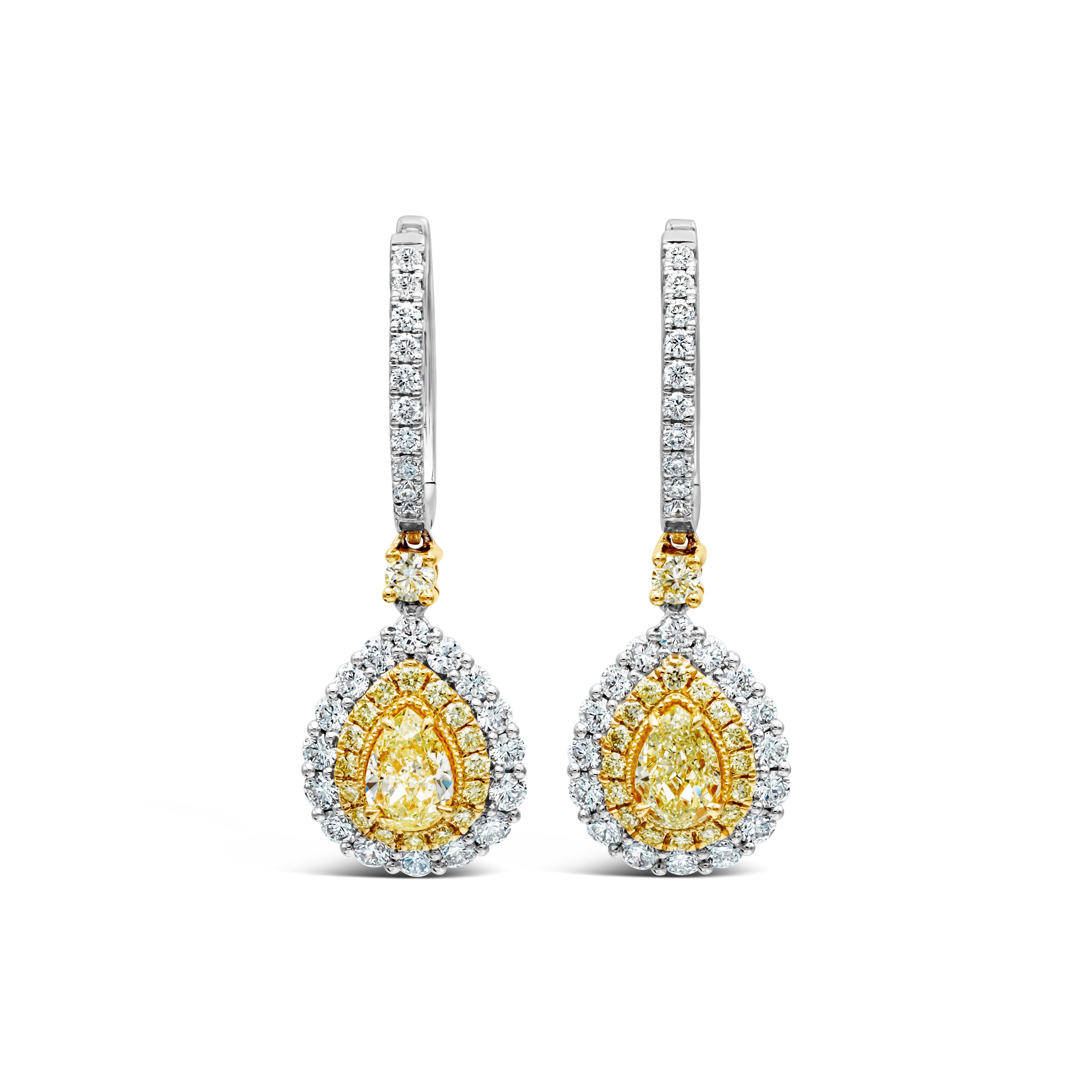 2.55 Total Carat Fancy Yellow Diamond Fashion Dangle Earrings 