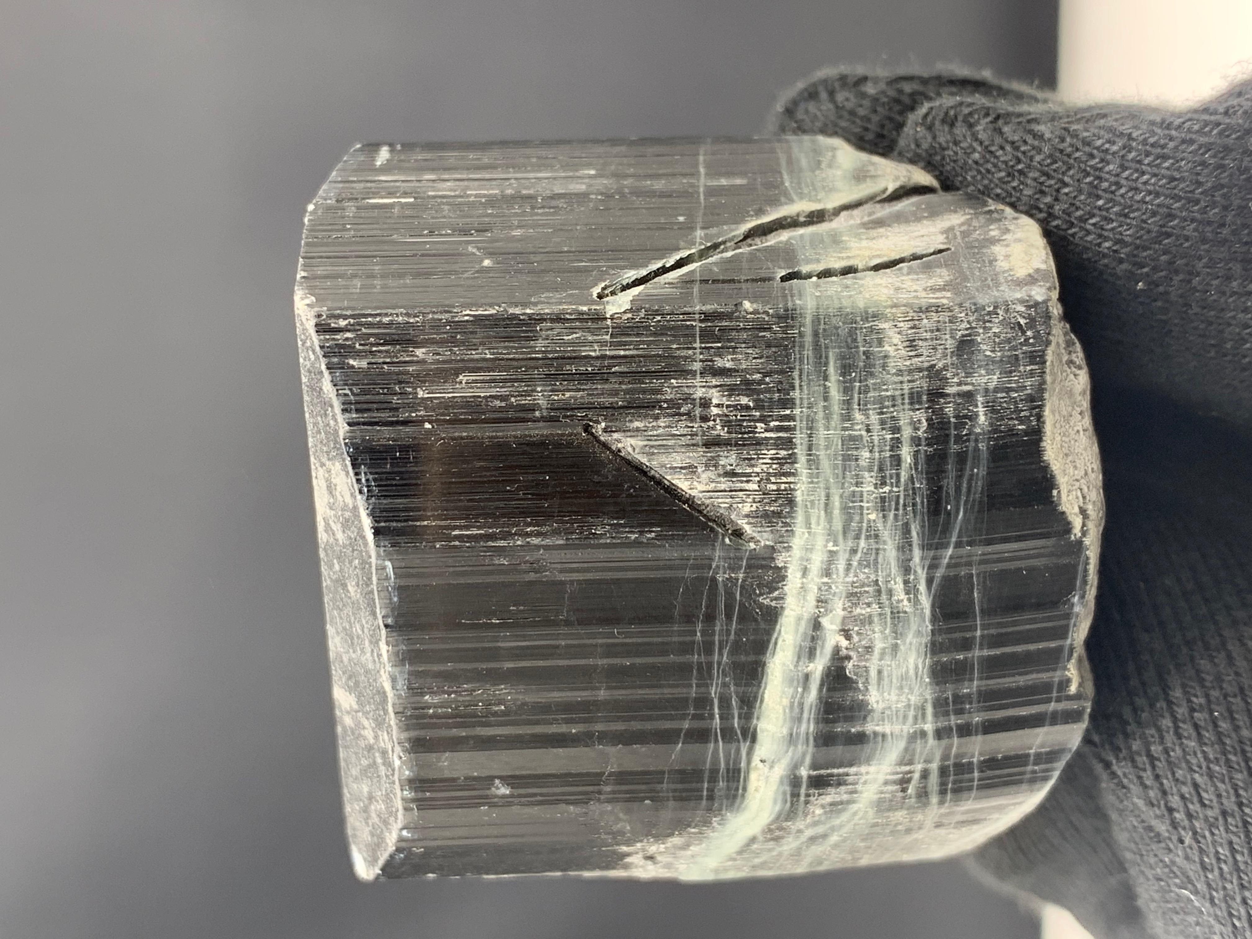 Beautiful Black Tourmaline Crystal From Afghanistan 
Weight: 255.07 Gram
Dimension : 5 x 4.7 x 5.2 Cm 
Origin : kunar, Afghanistan 

Tourmaline is a crystalline silicate mineral group in which boron is compounded with elements such as aluminium,