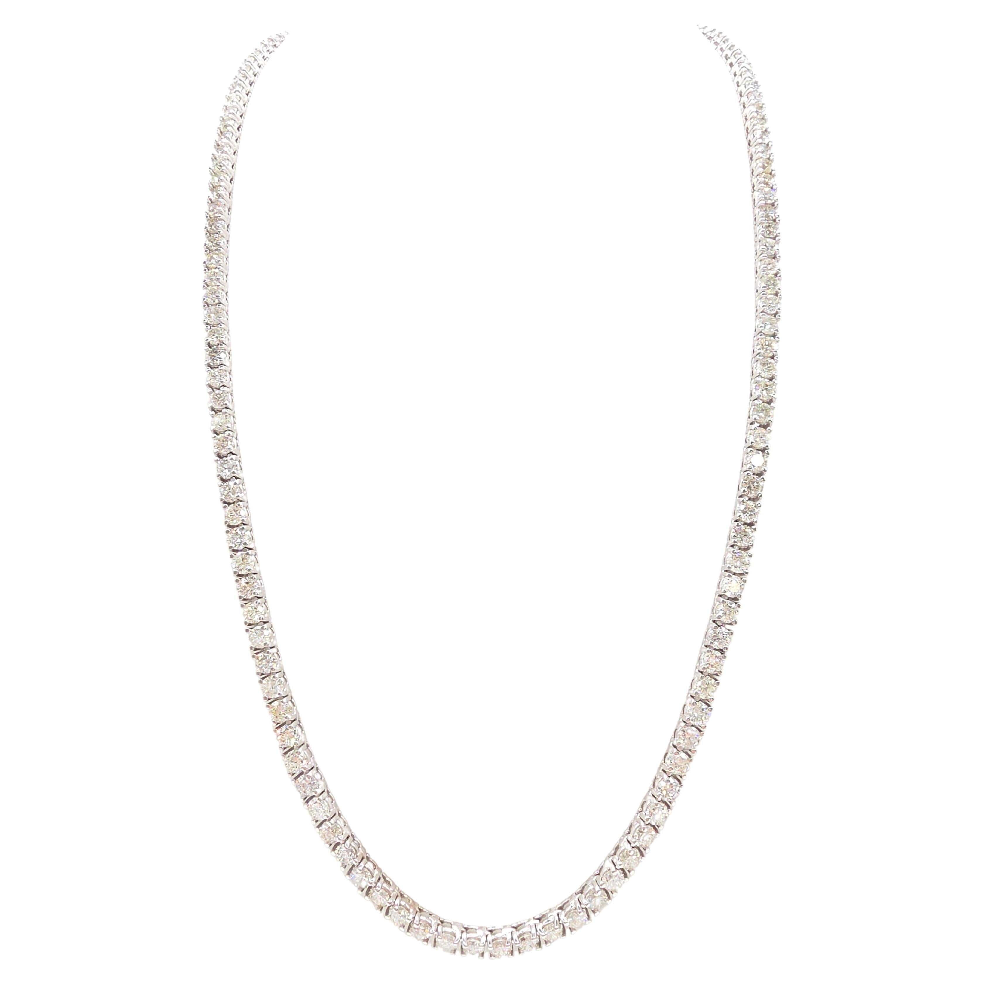 PRECIO AL POR MAYOR, collar tipo «tenis» con diamantes naturales de 25,53 quilates, oro blanco de 14K, 22''