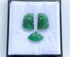 25.53 Carats Zambian Emerald 3 Pieces Carved For Jewelry Natural Gemstone