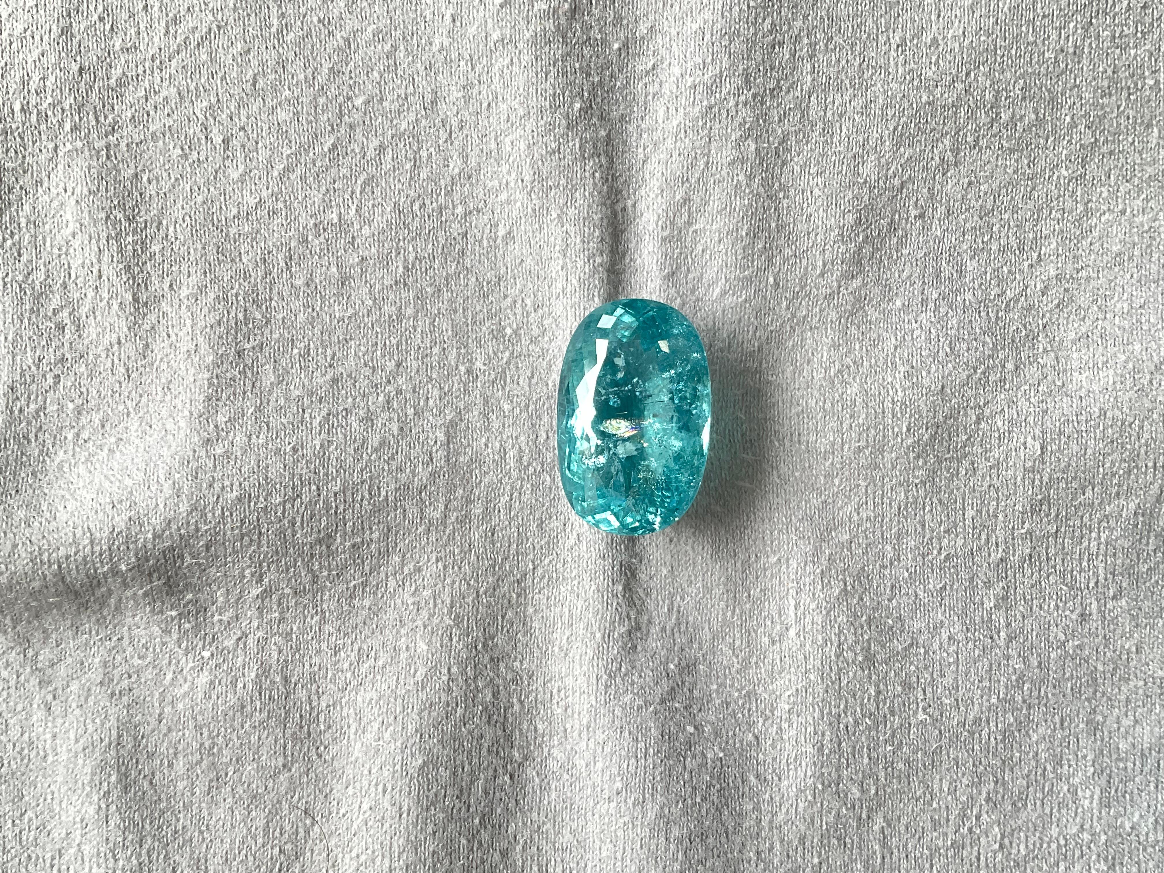 Art Deco 25.55 Carats Blue Paraiba Tourmaline Oval Cut Stone Fine Jewelry Natural Gem For Sale