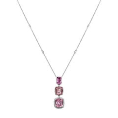 25.55 Carats Kunzite and Diamond White Gold Necklace