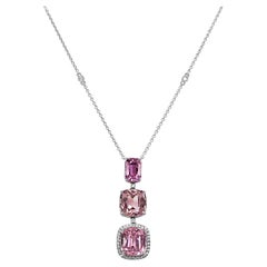 25.55 Carats Kunzite and Diamond White Gold Necklace