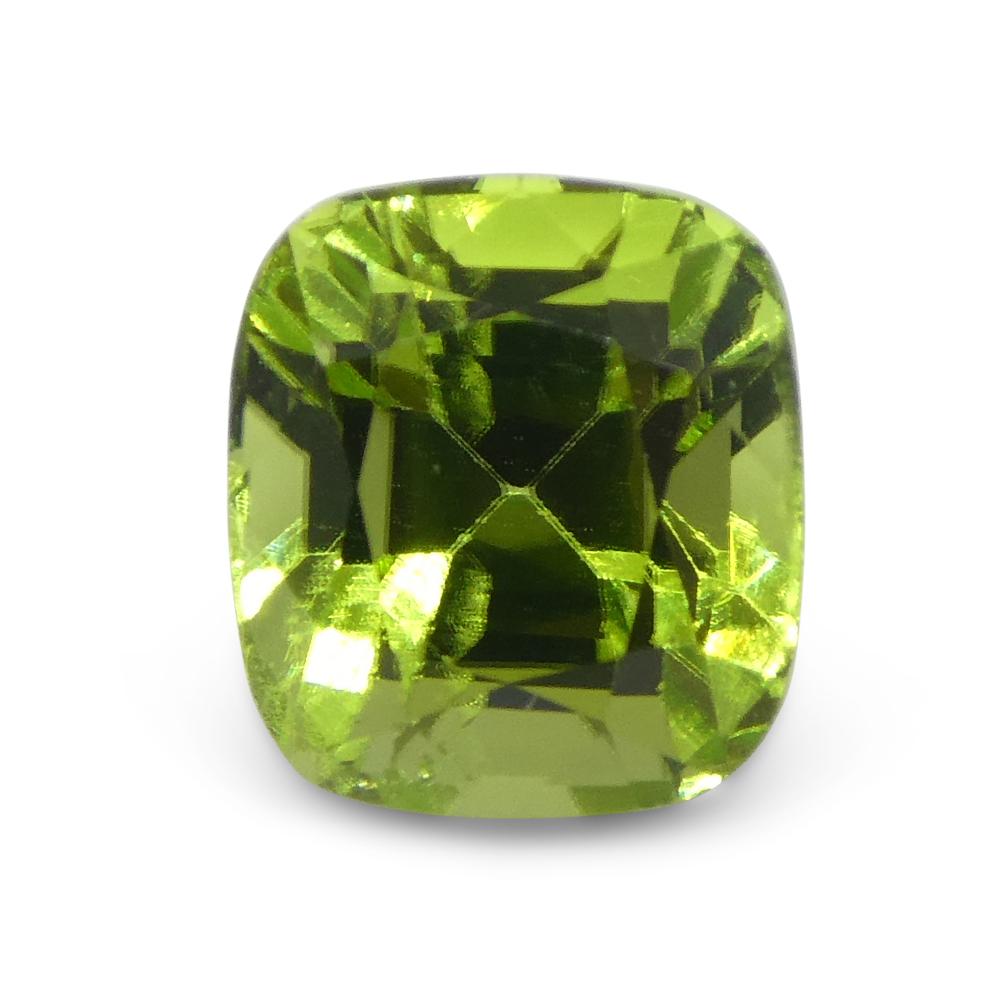 2.55ct Cushion Yellowish Green Peridot from Sapat Gali, Pakistan For Sale 1