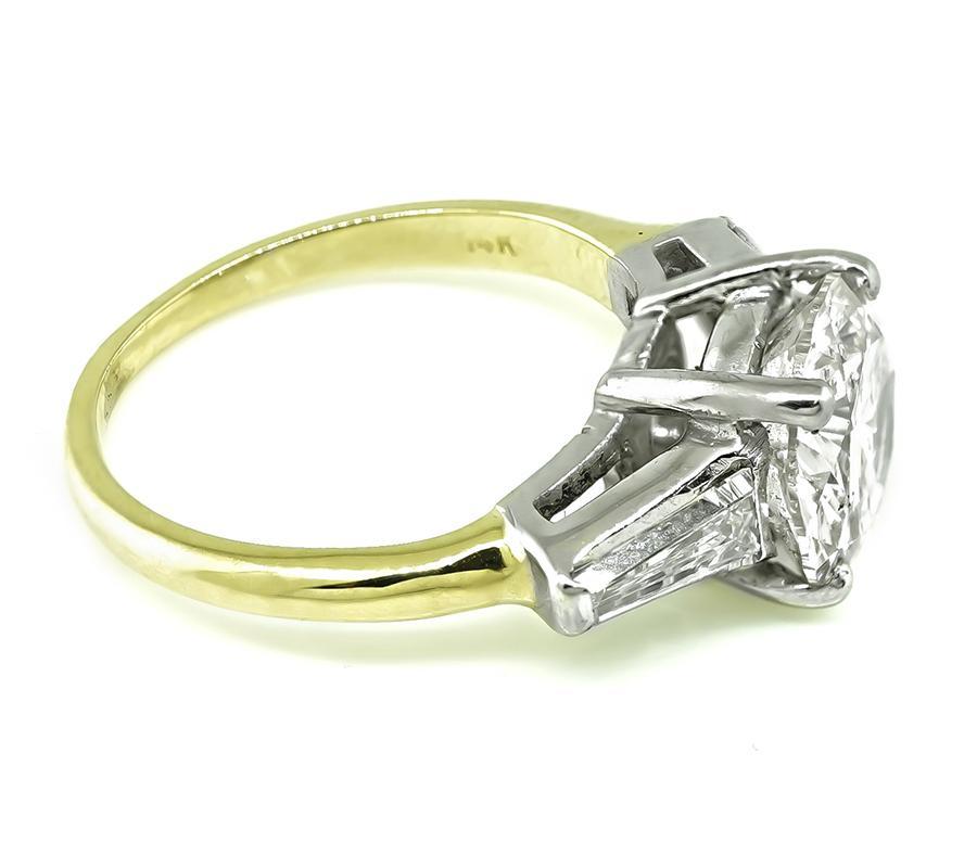 2.55ct Diamond Yellow and White Gold Engagement Ring In Good Condition For Sale In New York, NY