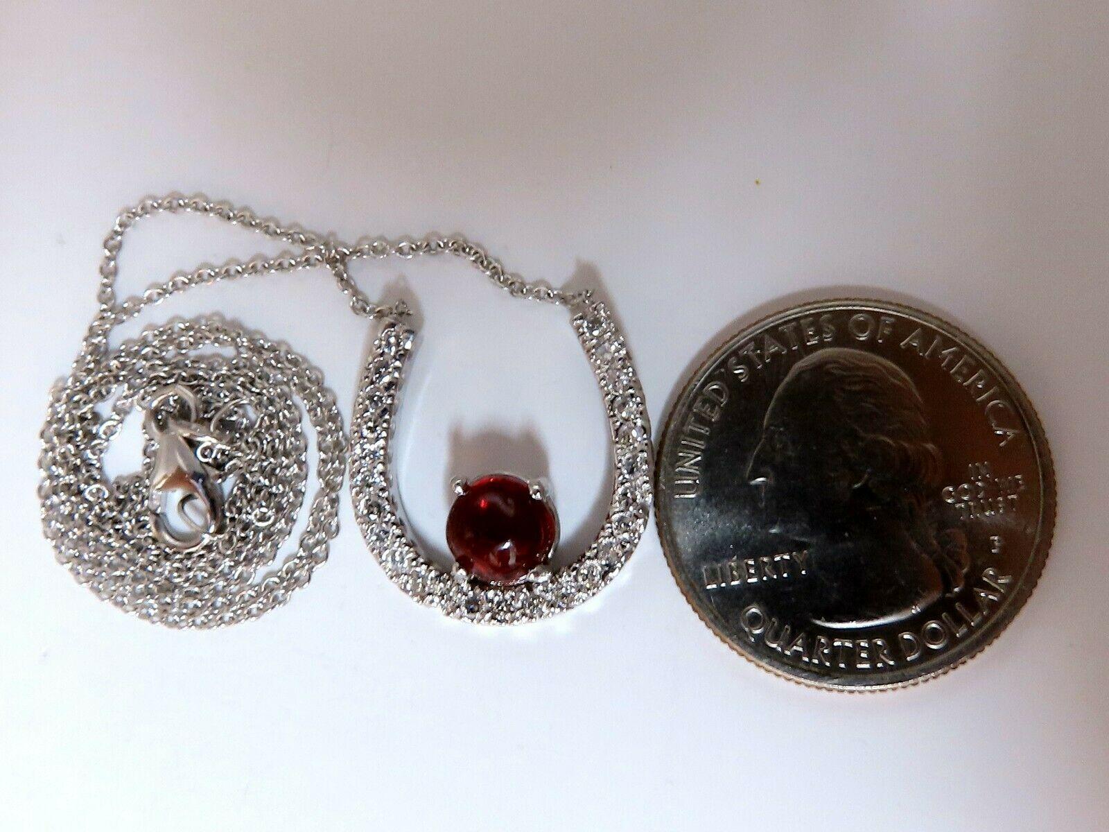 Women's or Men's 2.55 Carat Natural Spinel Diamond Horseshoe Necklace 14 Karat For Sale