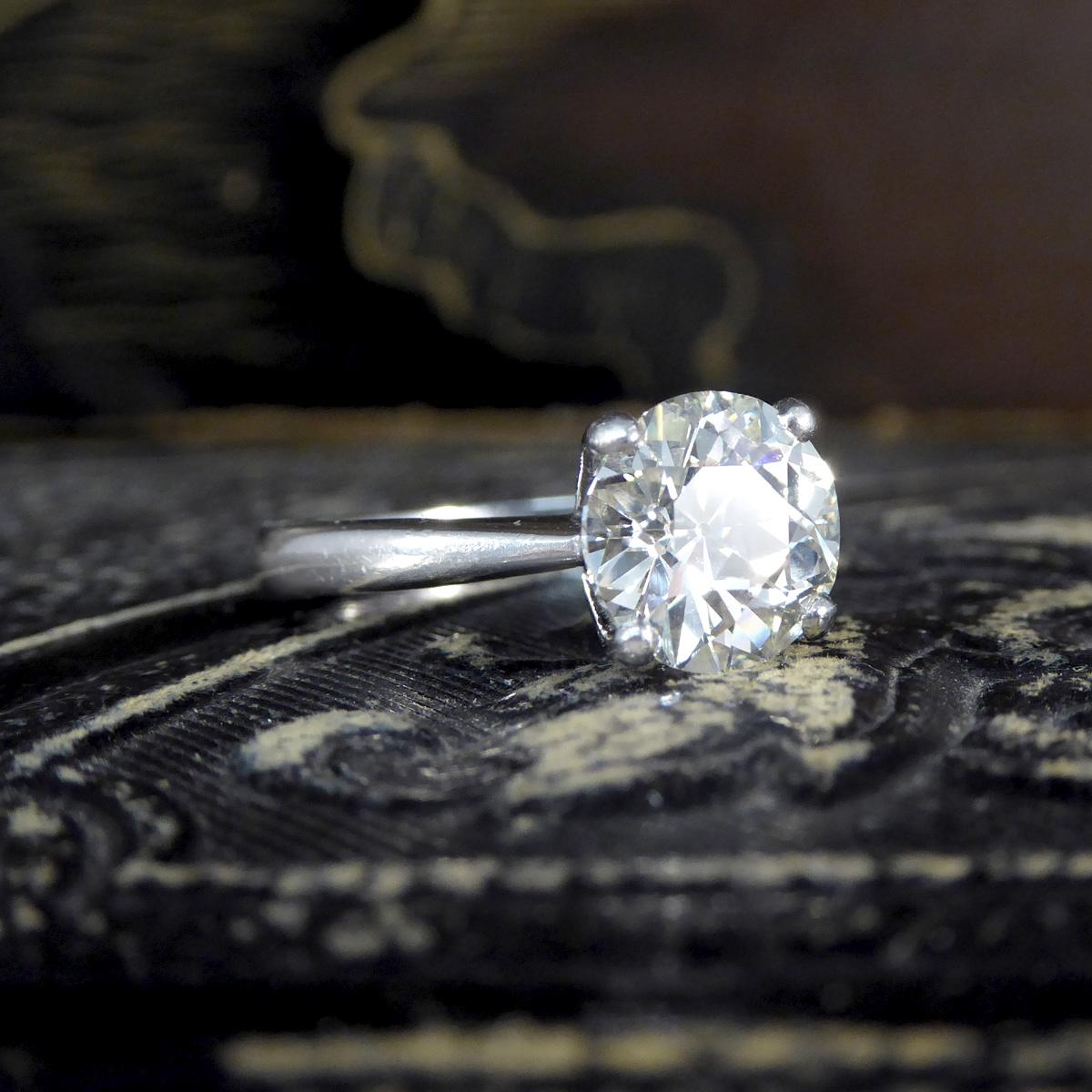 2.55ct Old European Cut Diamond Solitaire Ring in Platinum 2