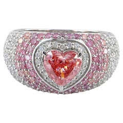 2,55ct Pink Lab Heart Diamond Double Halo Ring 14K Weißgold Jahrestag Ring