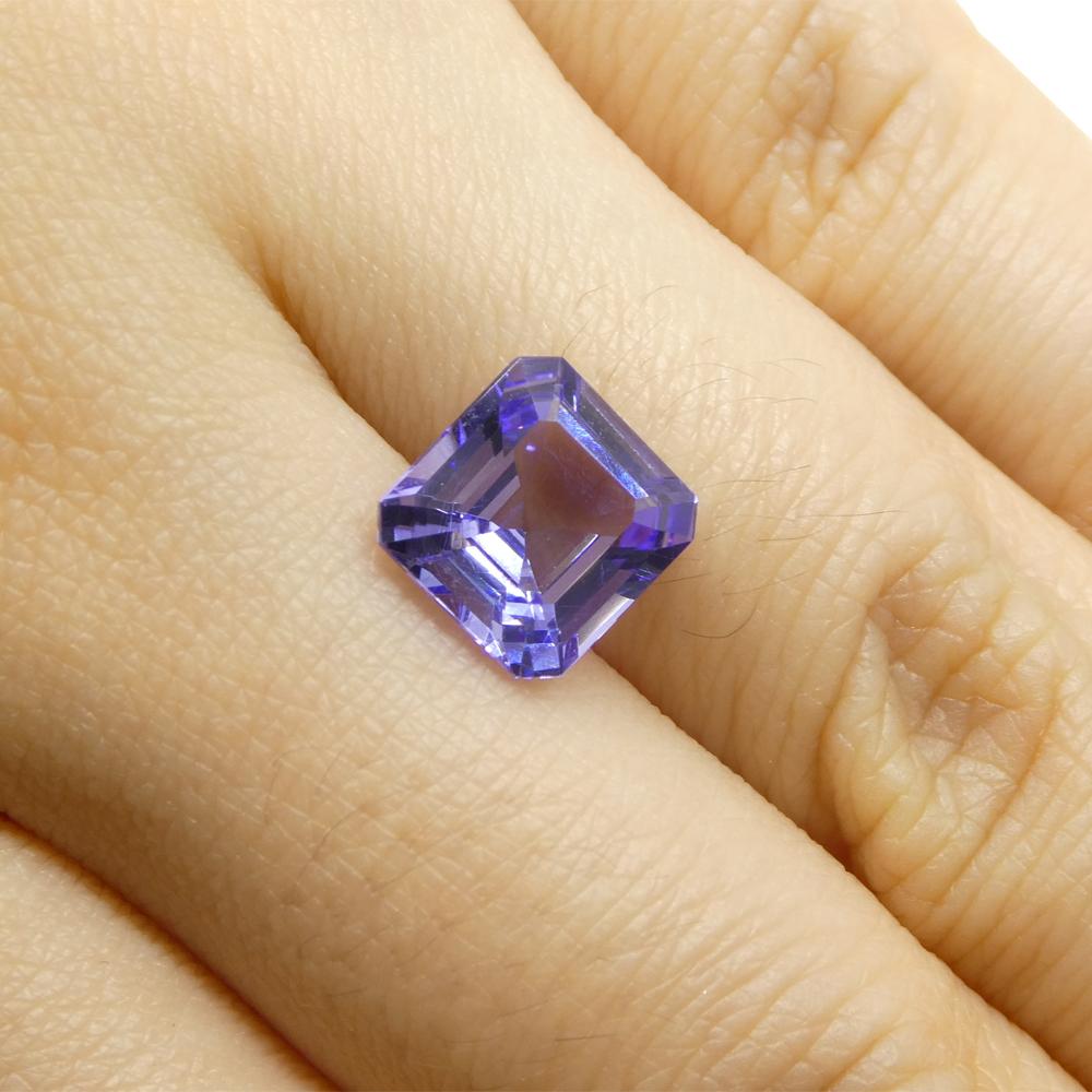 Description:

Gem Type: Tanzanite
Number of Stones: 1
Weight: 2.55 cts
Measurements: 8.45 x 8.10 x 4.58 mm
Shape: Square
Cutting Style Crown: Step Cut
Cutting Style Pavilion: Step Cut
Transparency: Transparent
Clarity: Very Slightly Included: Eye