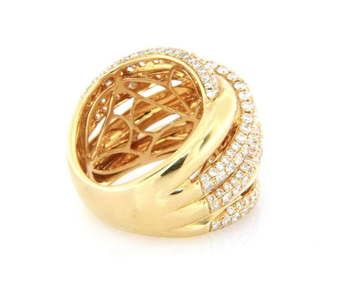 2,55 Karat Diamant Crossover Multi Row Ring aus 18 Karat Gelbgold im Zustand „Hervorragend“ im Angebot in Vienna, VA