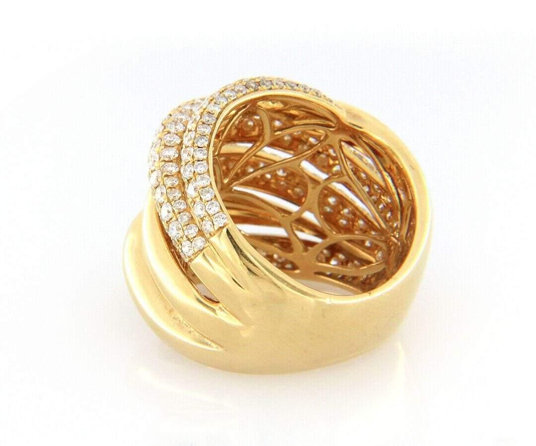 2,55 Karat Diamant Crossover Multi Row Ring aus 18 Karat Gelbgold im Angebot 1