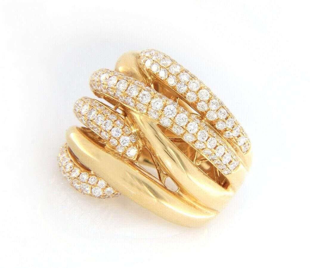 2,55 Karat Diamant Crossover Multi Row Ring aus 18 Karat Gelbgold im Angebot 2
