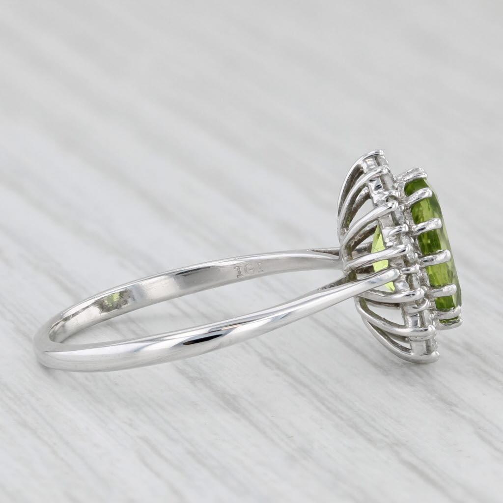 Women's or Men's 2.55ctw Peridot Diamond Halo Ring 14k White Gold Size 8.5 For Sale