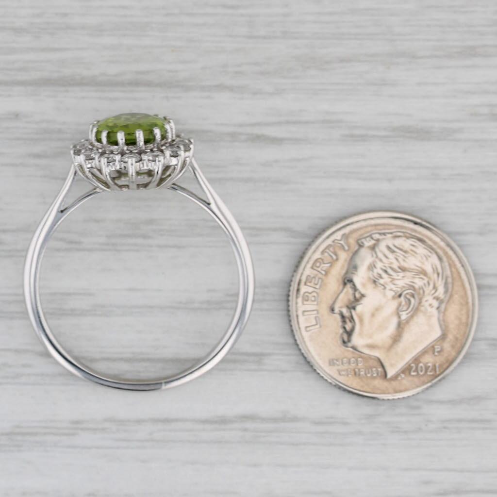 2.55ctw Peridot Diamond Halo Ring 14k White Gold Size 8.5 For Sale 3