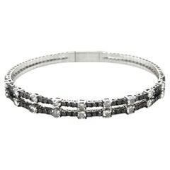 2.56 Black Diamond Rose Cut Diamond White Gold Bangle