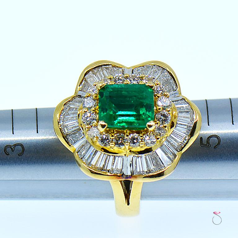 Women's 2.56 Carat Colombian Emerald and Diamond Ballerina Ring