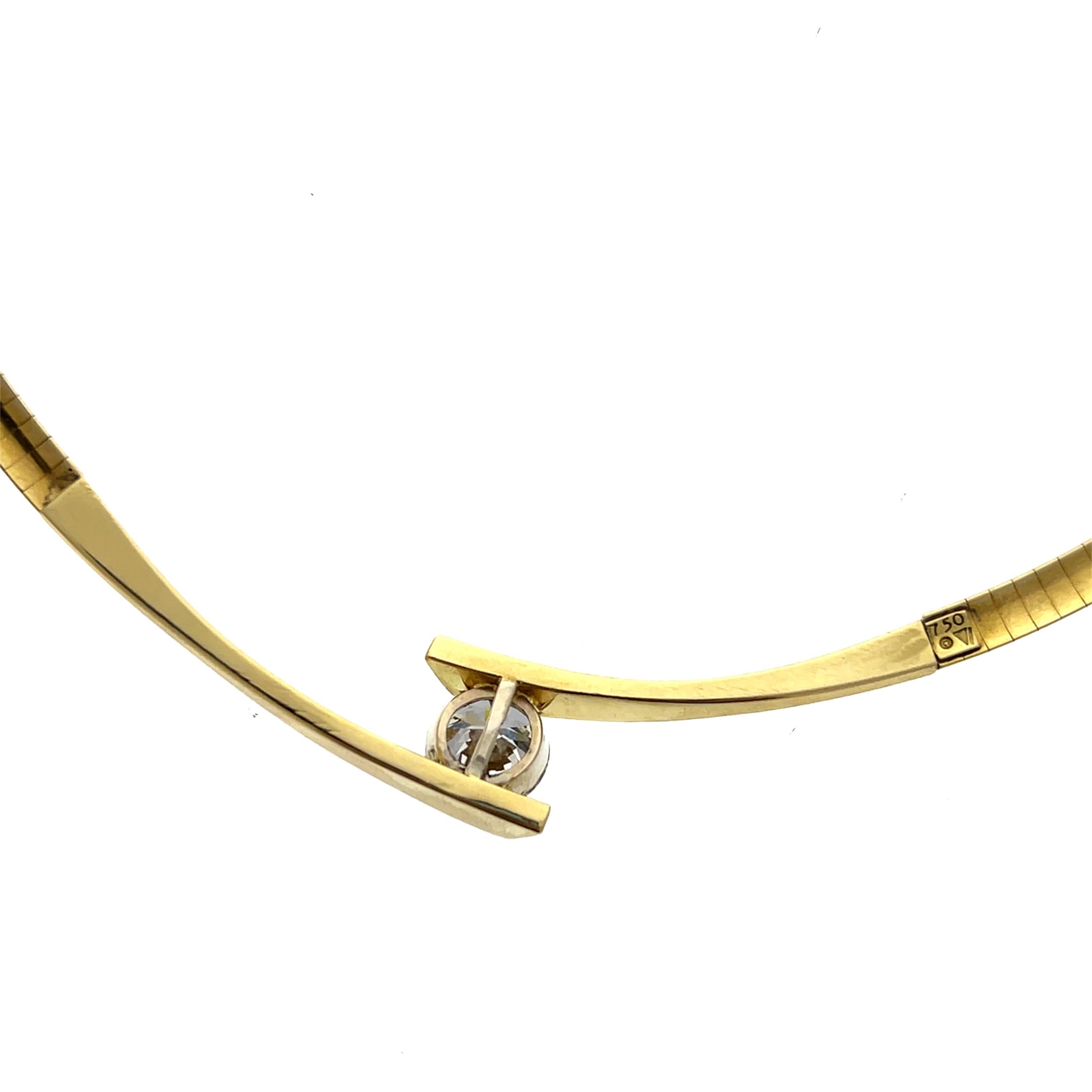 Collier à maillons oméga en or jaune 18 carats et diamants de 2,56 carats en vente 6