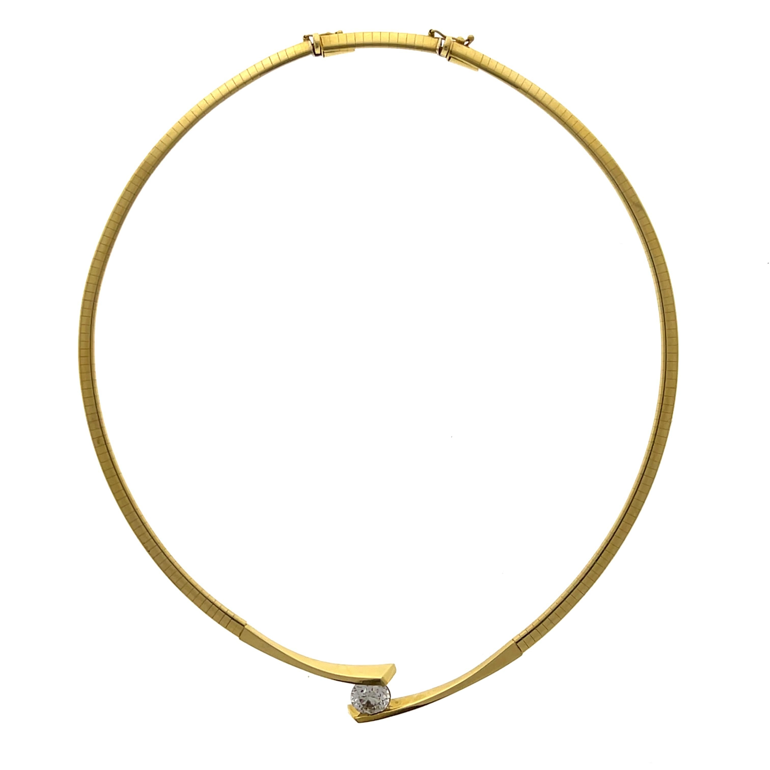 Collier à maillons oméga en or jaune 18 carats et diamants de 2,56 carats en vente 7