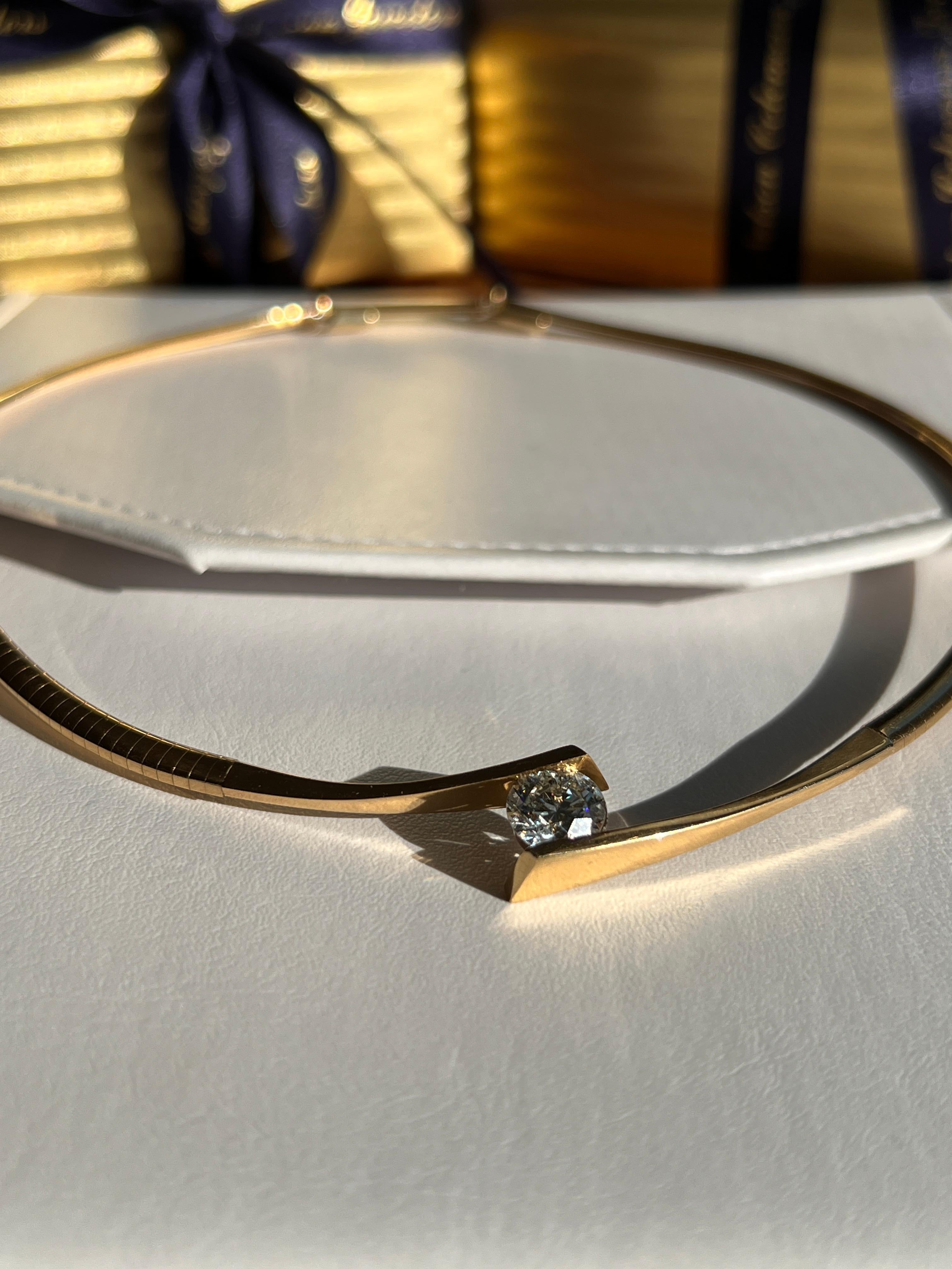 Collier à maillons oméga en or jaune 18 carats et diamants de 2,56 carats Bon état - En vente à Towson, MD