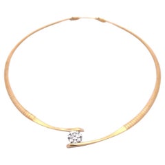 Collier à maillons oméga en or jaune 18 carats et diamants de 2,56 carats