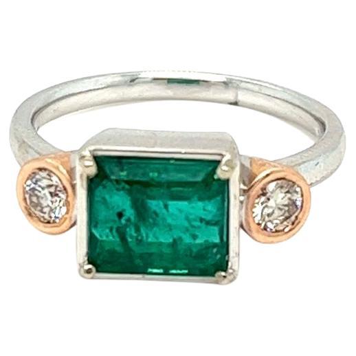 2.56 Carat Emerald and 0.30 Carat Diamond Trendy Ring