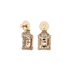 Sunita Nahata Morganite 2.56ct. Drop Earring in 18KRG with Diamond.