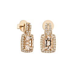 Sunita Nahata Morganite 2.56ct. Drop Earring in 18KRG with White Diamond.
