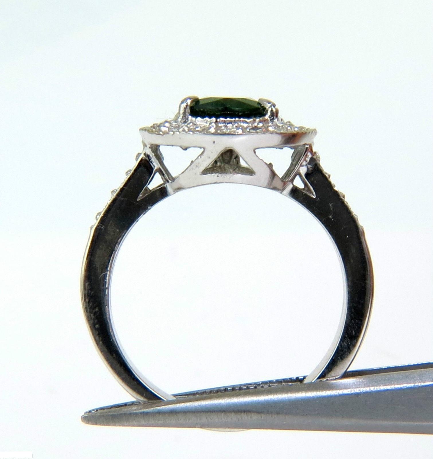 2.56 Carat Natural Bright Fine Gem Green Tsavorite Diamond Ring 14 Karat For Sale 3
