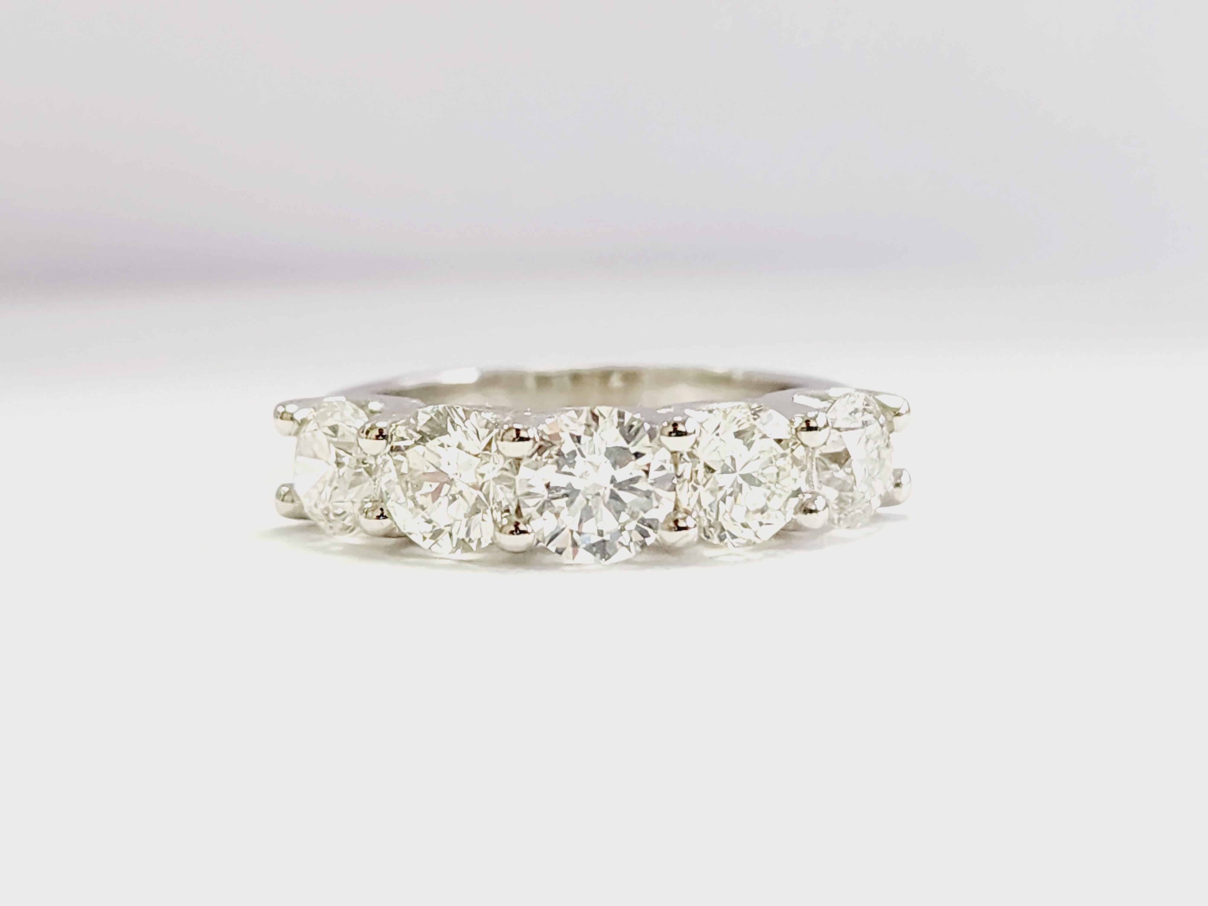2.56 Carat Natural Diamond White Gold Mini band Ring 14K 
Ring Size 6.5, 
5.2 mm wide
Average Color G-H
Average Clarity VS-SI