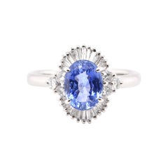 2.56 Carat Natural Untreated Sapphire and Diamond Ballerina Ring Set in Platinum