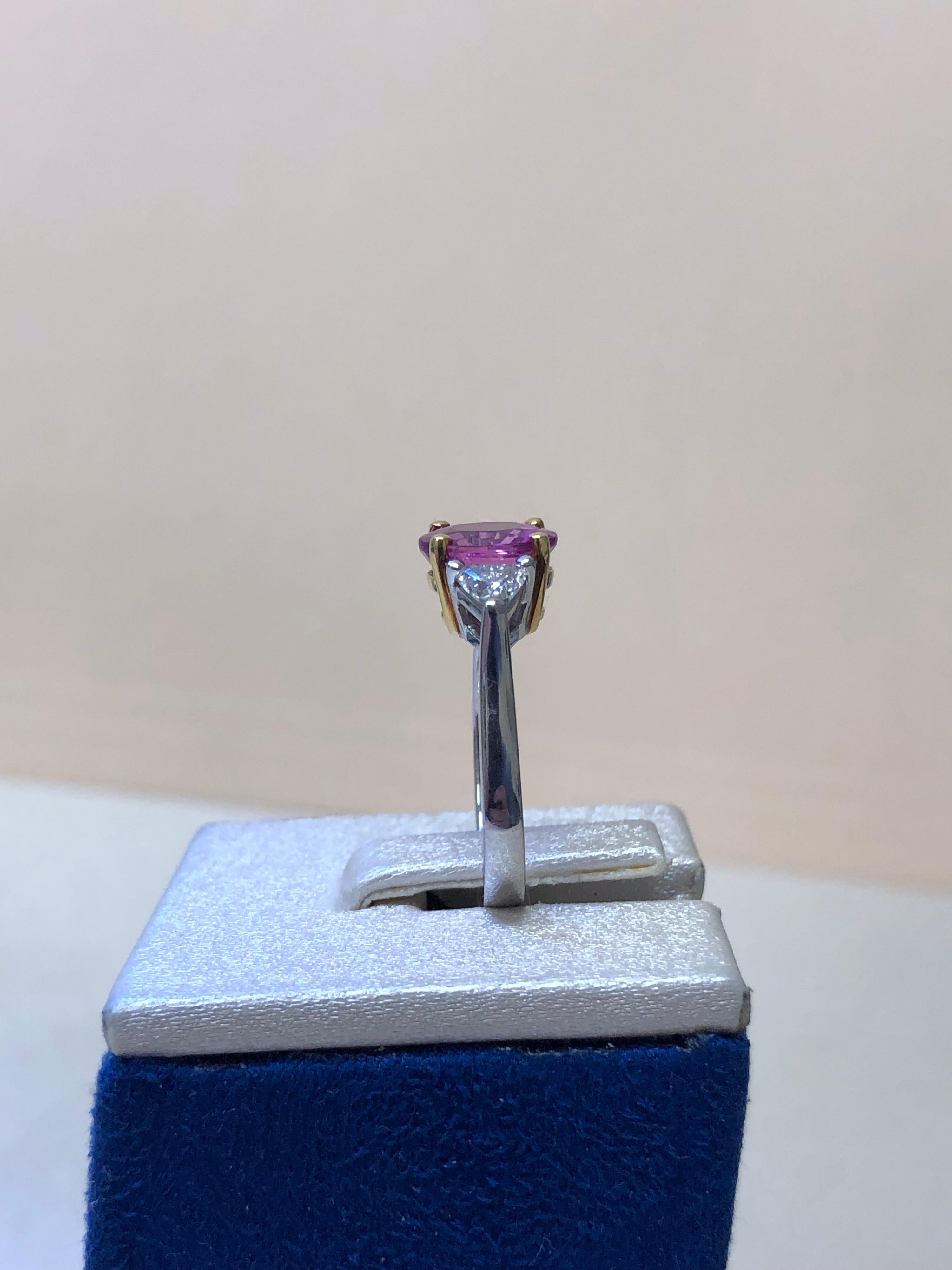Oval Cut 2.56 Carat Oval Hot Pink Sapphire and Diamond Platinum Cocktail Ring