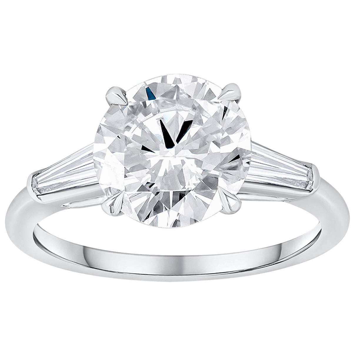 2.56 Carat Round Diamond Three-Stone Engagement Ring