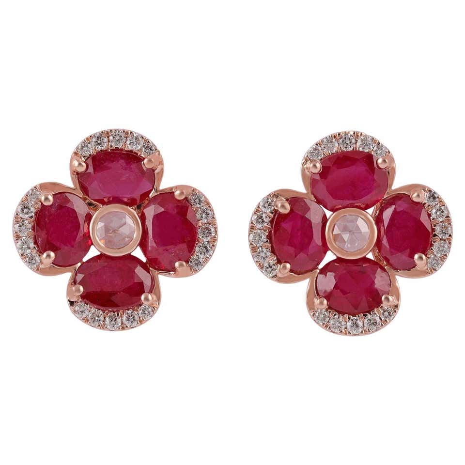 Dalben Irregular Shape Rose Cut Slice Ruby Yellow Gold Earrings at ...