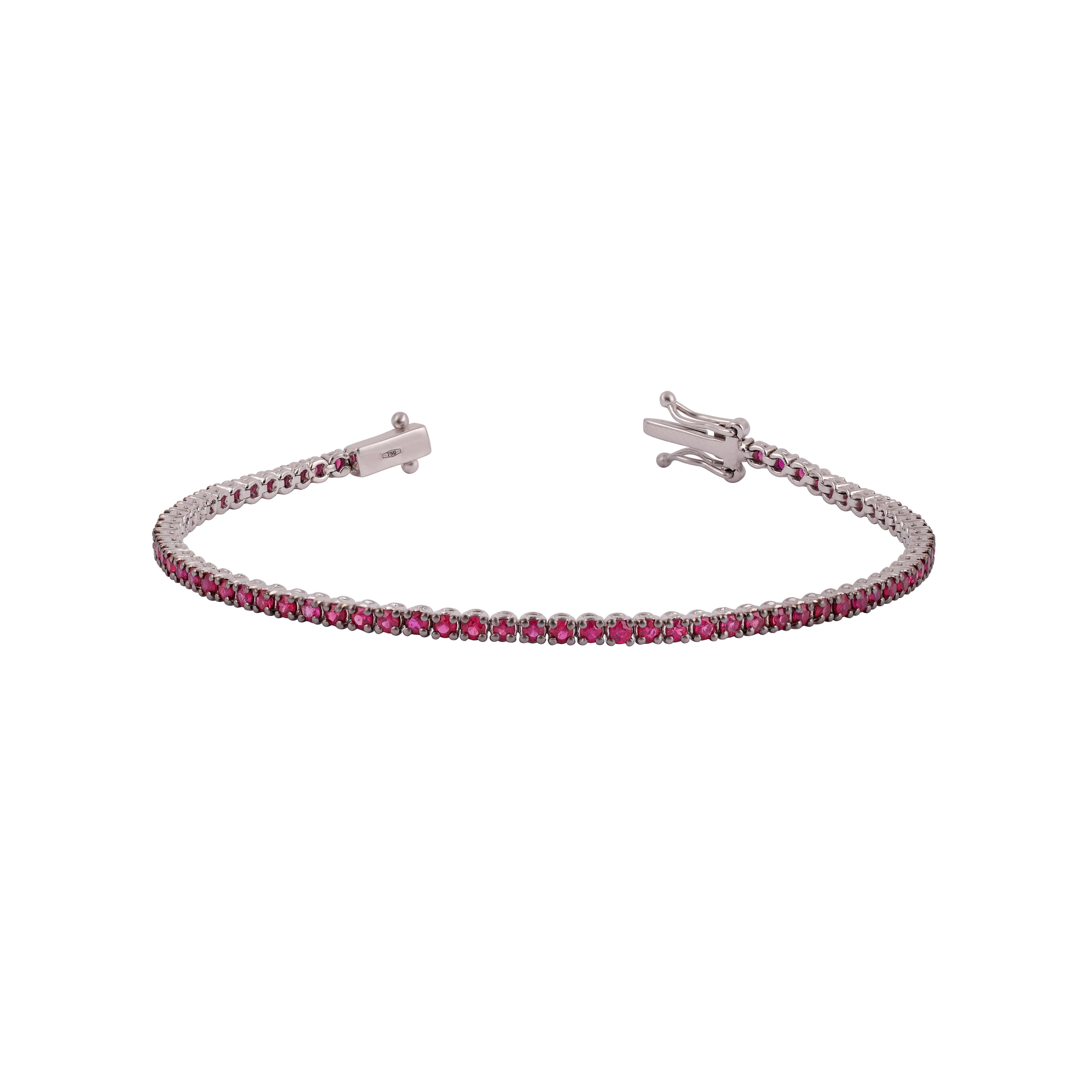 Our gold ruby tennis bracelet is finally here. We couldn’t find the perfect ruby tennis bracelet at an affordable price point, so we created it! This ruby tennis bracelet White gold is not only sleek and feminine but also has an affordable price tag