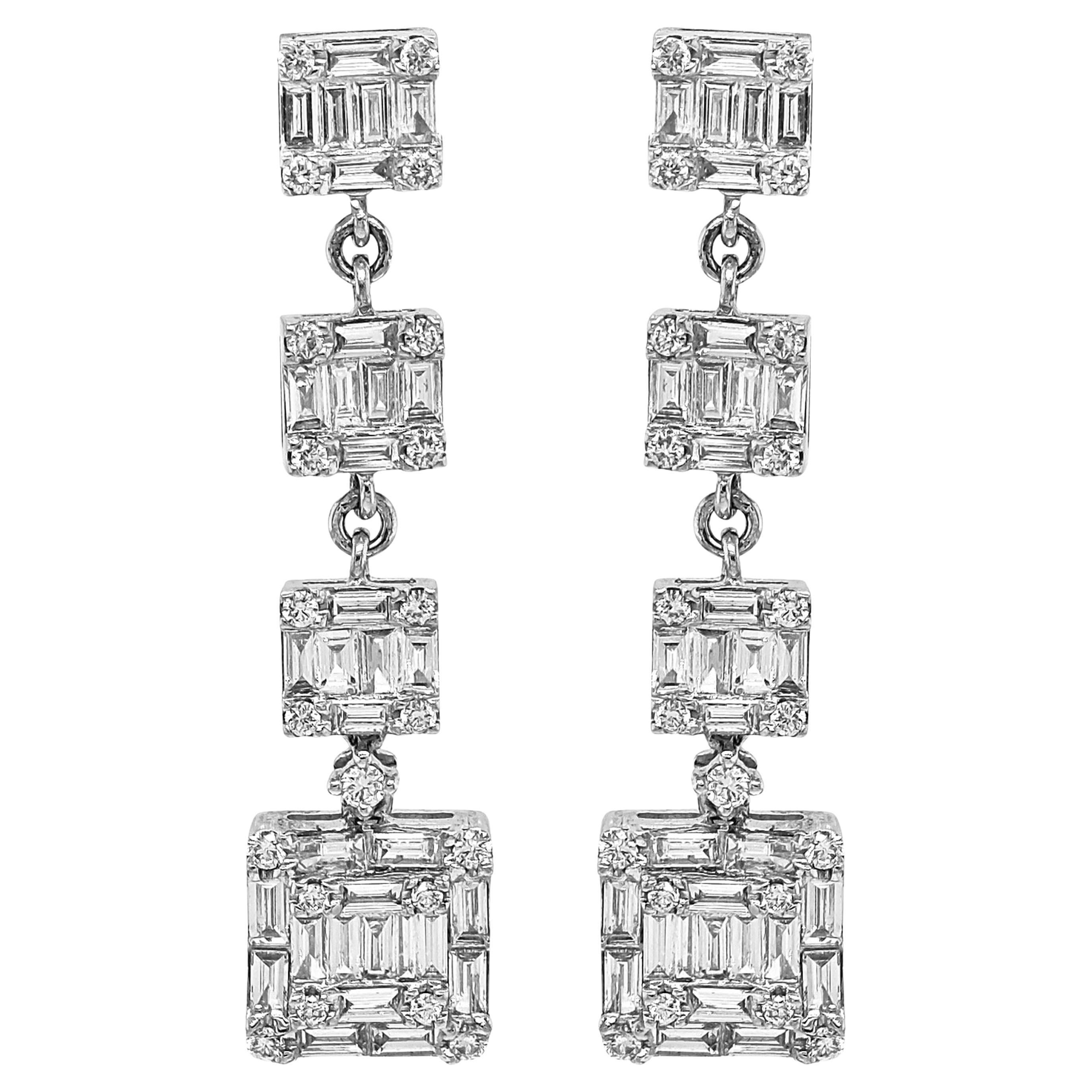 2.56 Carat White Diamond White Gold Earrings