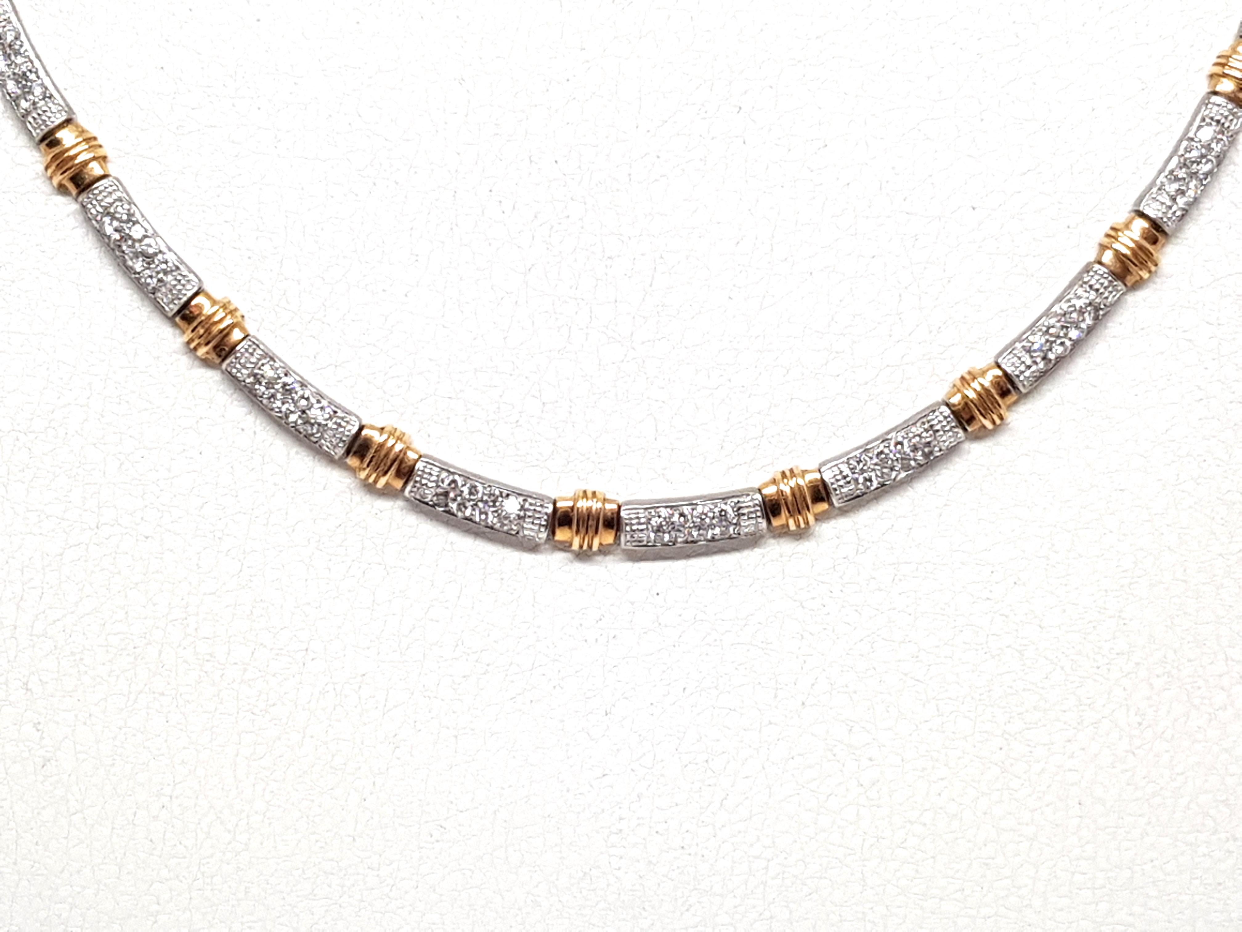 Contemporary 2.56 Carat White Yellow Gold Diamond Necklace For Sale