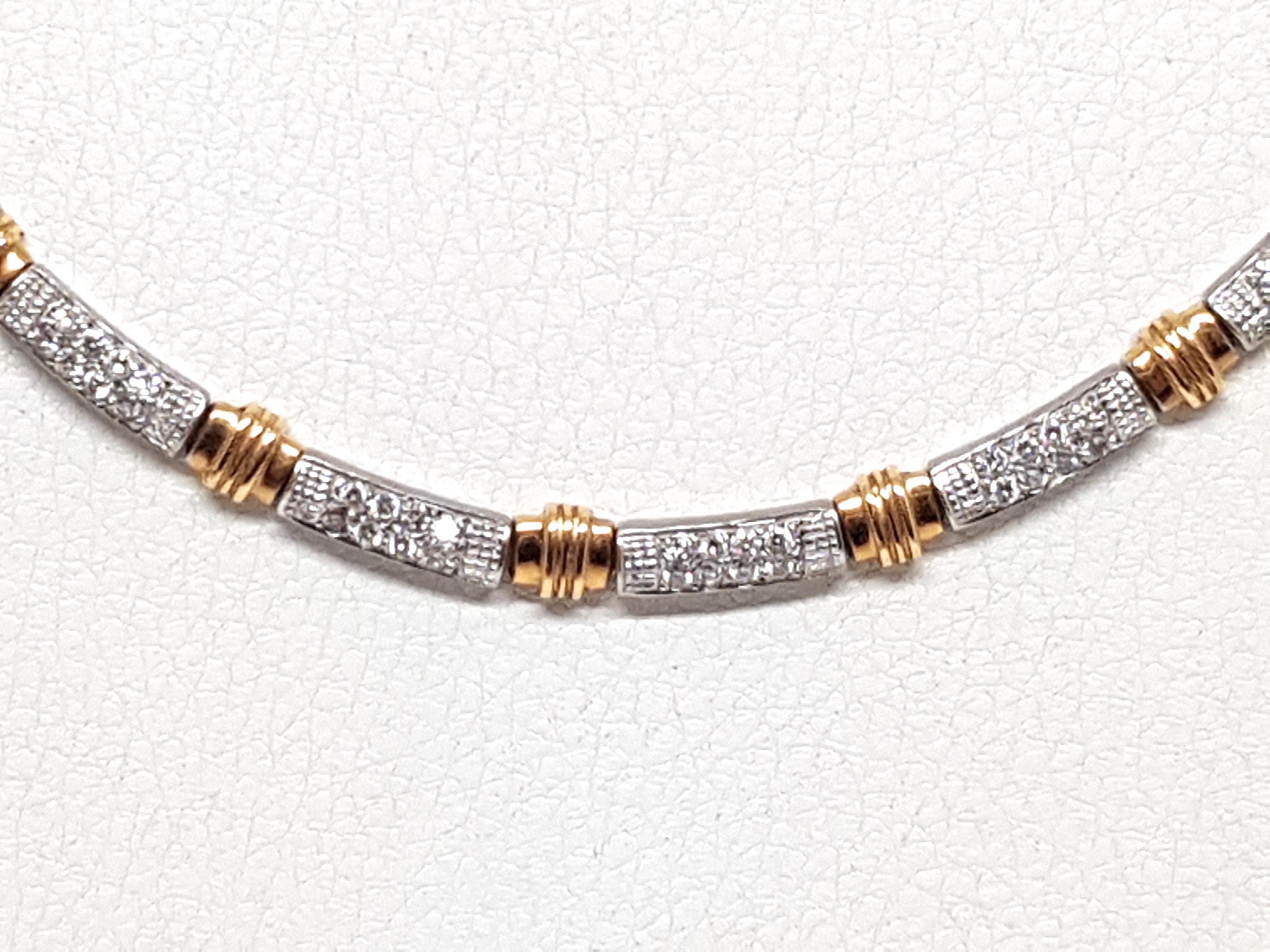 Women's 2.56 Carat White Yellow Gold Diamond Necklace For Sale