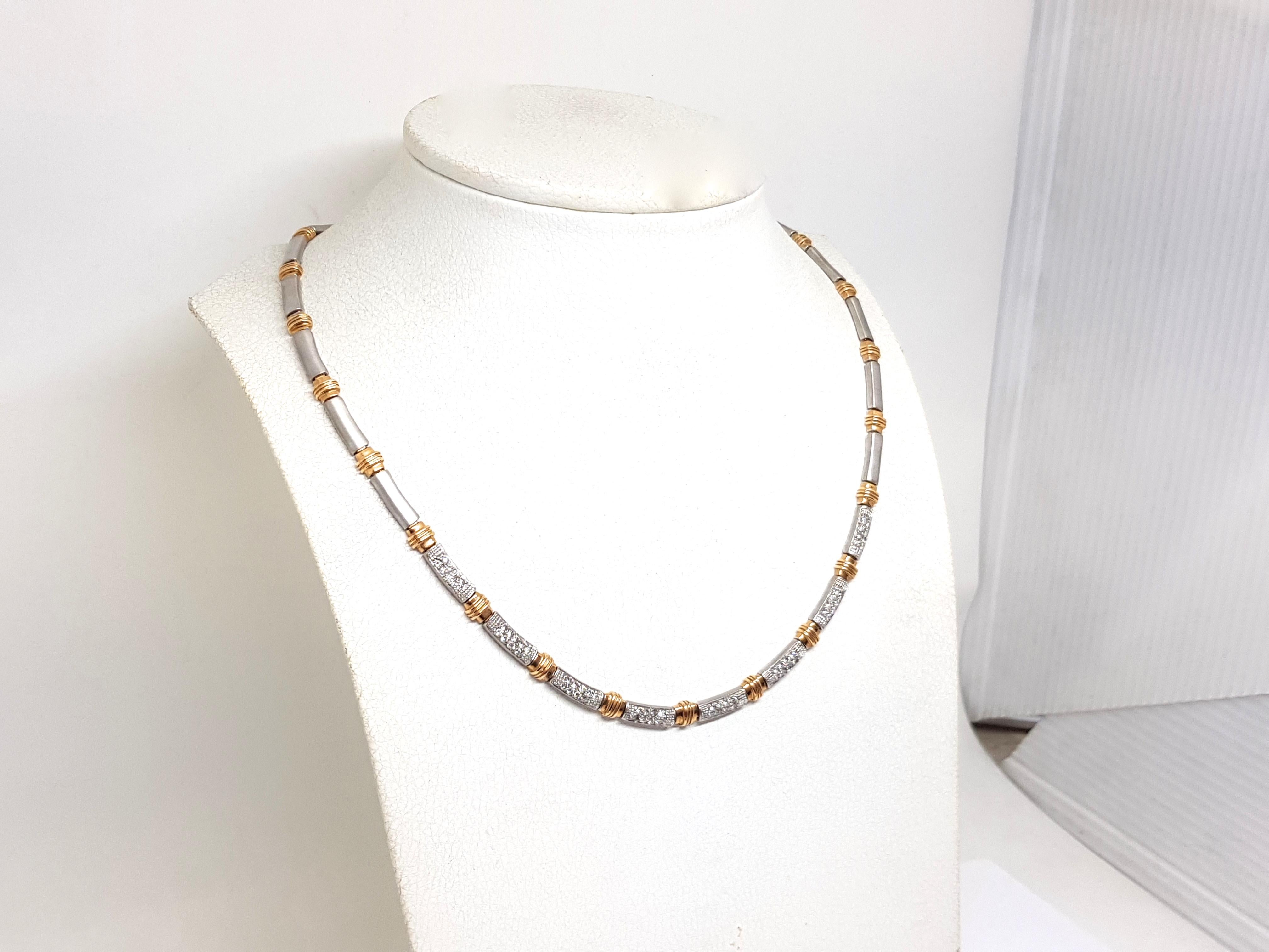 2.56 Carat White Yellow Gold Diamond Necklace For Sale 3
