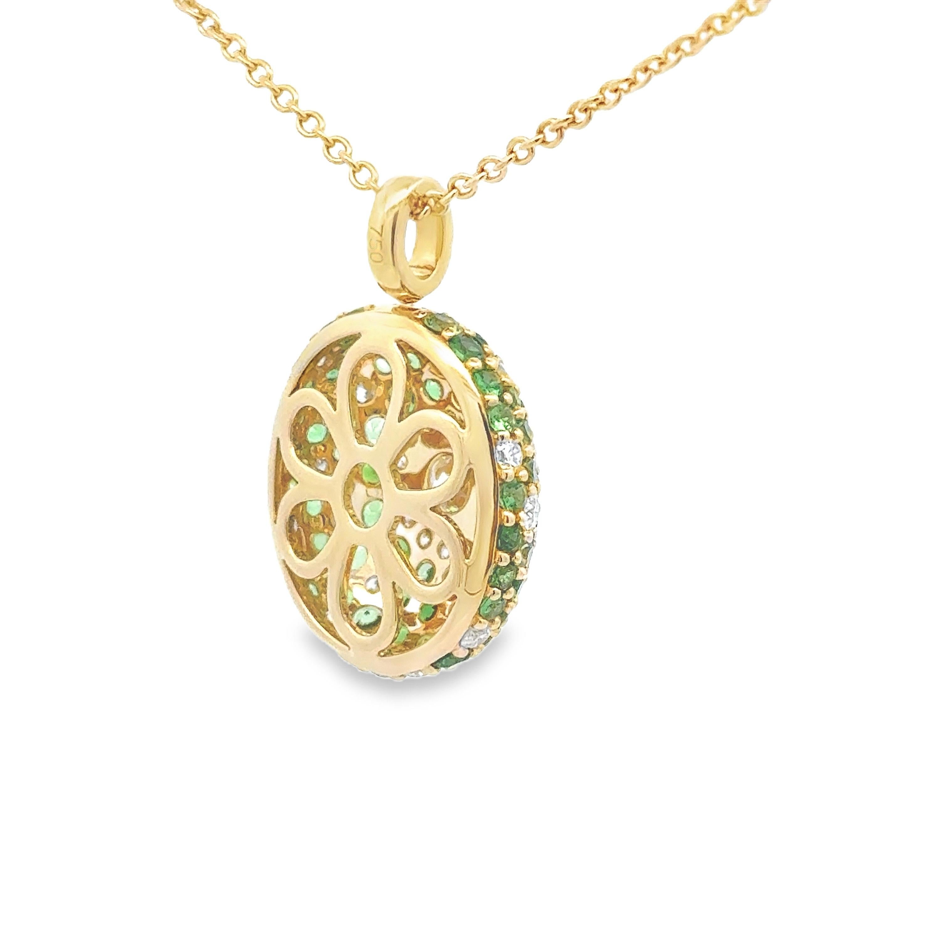 Taille ronde Collier à pendentifs en diamant et tsavorite de 2,56 carats (total) en vente