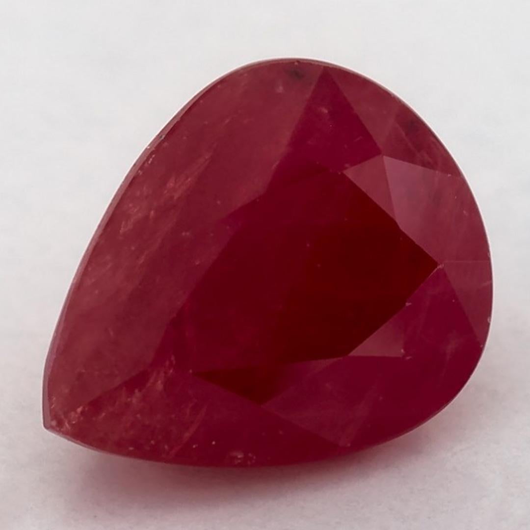 Pear Cut 2.56 Ct Ruby Pear Loose Gemstone For Sale
